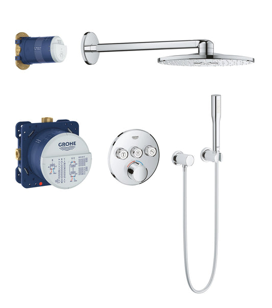 GROHE SmartControl Mixer Duschsystem – 3 Absperrventile Chrom. Chrom-Duschsystem steuert Temperatur und Wassermenge für drei Brauseauslässe.