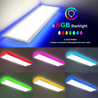 LEOEU LED Panel Deckenleuchte 120x30CM RGB Dimmbar 40W