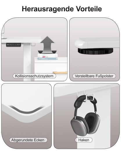 Airfish Schreibtisch höhenverstellbar elektrisch 80x60 cm weiss