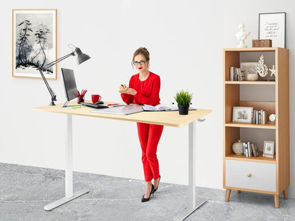 Agilestic Elektrischer Stehschreibtisch - L-förmig 140 cm Hellbraun