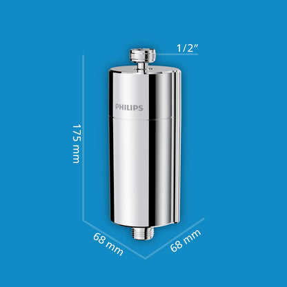 Philips Water Inline-Duschfilter Chrom mit 3 Ersatzkartuschen