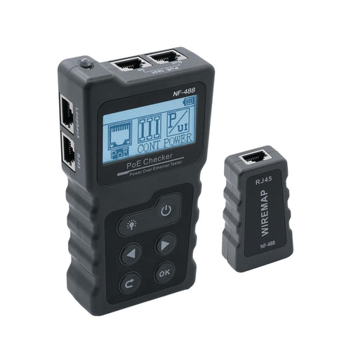 Mcbazel RJ45 Netzwerkkabeltester mit LCD-Display und PoE-Test, integrierte LED-Leuchte