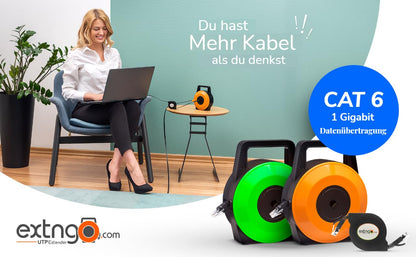 EXTNGO Ausziehbares CAT6 Ethernet Flachkabel RJ45 - 15m