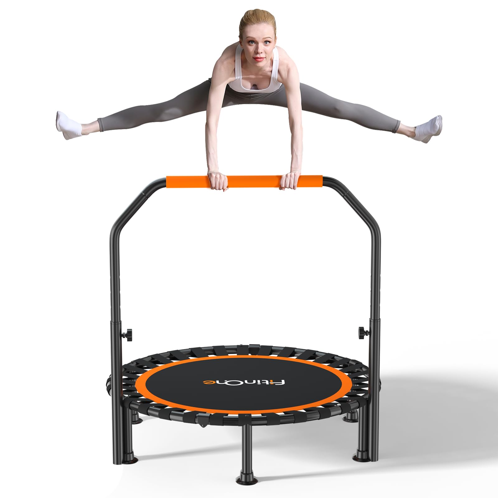 FitinOne 150KG Ø 101CM Fitness Trampolin Faltbar Bungee. Rundes, schwarzes Trampolin mit Bungee-Federung zur Steigerung von Ausdauer und Koordination.