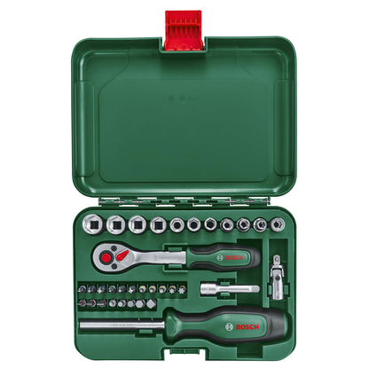 Bosch Ratschen- und Steckschlüsselsatz 1/4 Zoll, 34-teilig