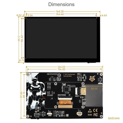 LUCKFOX Raspberry Pi 5 Touchscreen Display 7 Zoll 1024x600 IPS