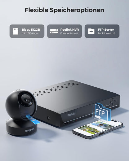 Reolink E1 Outdoor Pro 4K PTZ Überwachungskamera Aussen WLAN - Schwarz