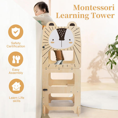 labebe Lernturm Montessori Klappbar 2-in-1 Gross mit Boards