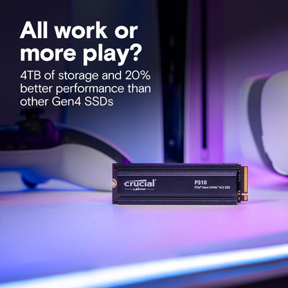Crucial P310 PS5 Gaming SSD 4TB PCIe Gen4 NVMe M.2 Kühlkörper