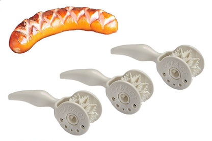 rukauf Caract Würstchenschneider für Grillwürste – 3er-Set. Schnittgerät zum präzisen Einschneiden von Grillwürsten.