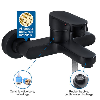 Wannenarmatur Duschsystem Schwarz – Komplettset mit Handbrause