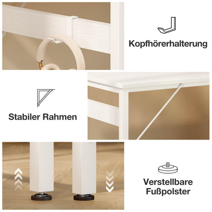 ODK Schreibtisch mit 4 Schubladen, Computertisch 100 x 48 cm, weiss