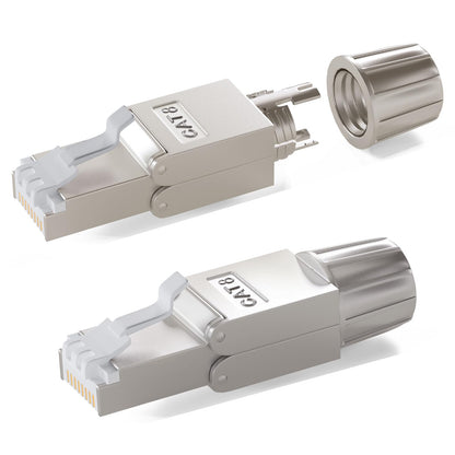 HB-DIGITAL CAT 8 RJ45 Stecker STP – 48 Stk. werkzeuglos 40 Gbit/s