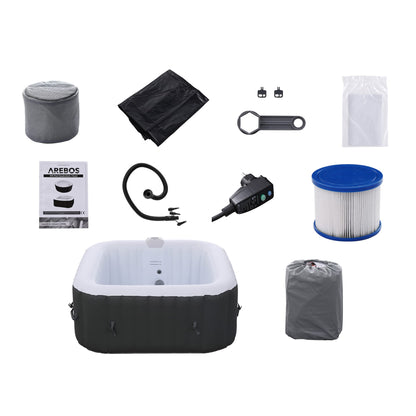 Arebos Aufblasbarer Spa Whirlpool beheizt - 4P 154cm quadratisch