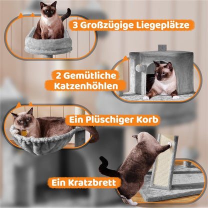 Yaheetech Kratzbaum 174 cm Katzenbaum – Gross, Kletterbaum Hellgrau