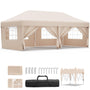 JUMMICO Faltpavillon 3x6m – Beige mit 6 Seitenwänden