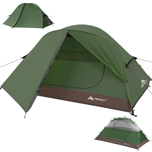 Forceatt Zelt für 2 Personen 4-Jahreszeiten Campingzelt wasserdicht, Kuppelzelt mit Doppeltüren aus 70D-Polyester
