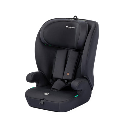 Bebeconfort Ever i-Safe Kindersitz 76-150cm - Full Black. Schwarzer Hochlehner. Sichert Kinder 76-150cm i-Size-konform via ISOFIX im Auto.