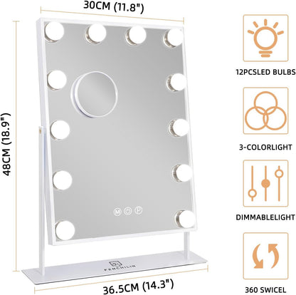 FENCHILIN Hollywood Schminkspiegel mit LED-Beleuchtung, weiss