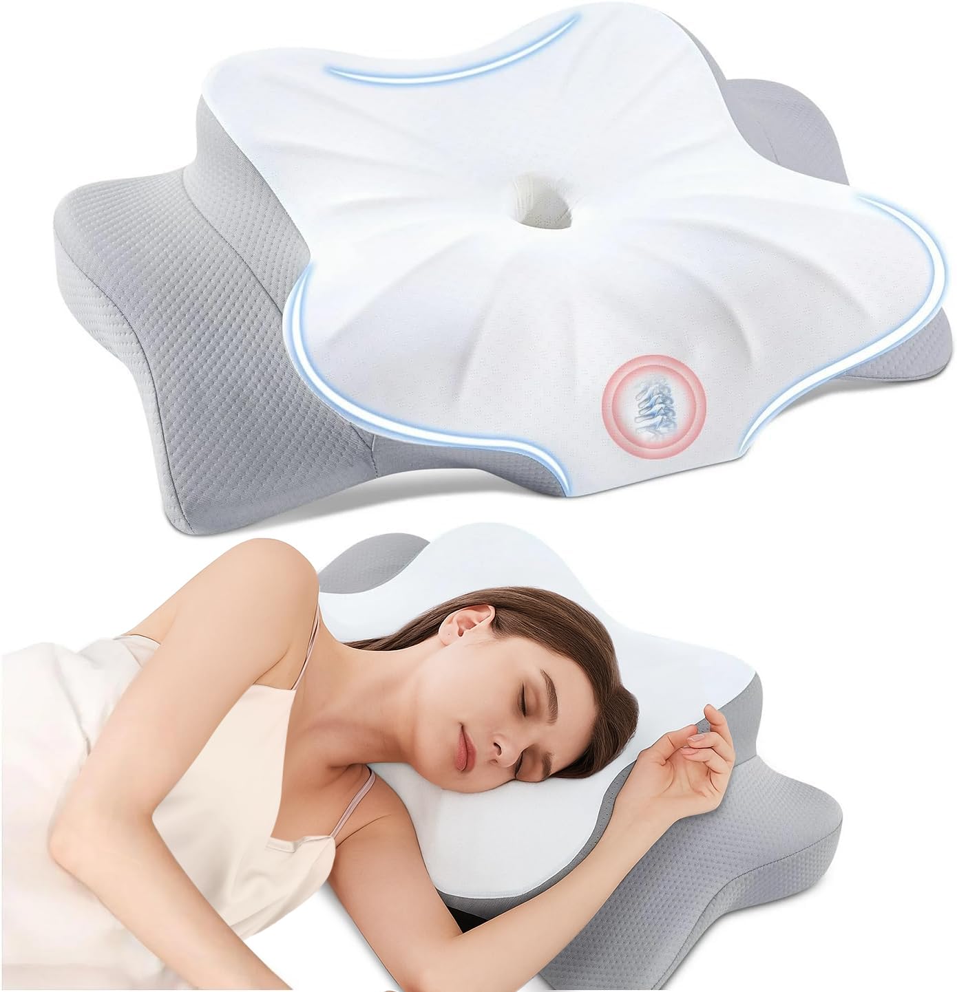 DONAMA Memory Foam Kissen Ergonomisches Nackenkissen - Universalschläfer. Konturiert stützt es Nacken und Kopf.