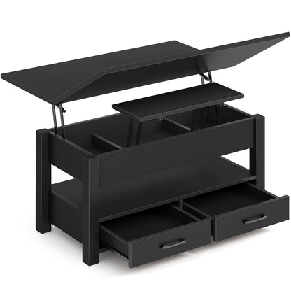 Rolanstar Kaffeetisch umwandelbar - schwarz 100x50 cm