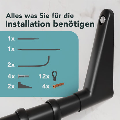 Erica Duschvorhangstange Eck L/U-Form 4-in-1 – Schwarz