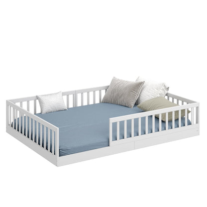 CADANI Timi 2in1 Montessori Bodenbett 140x200 cm - Weiss