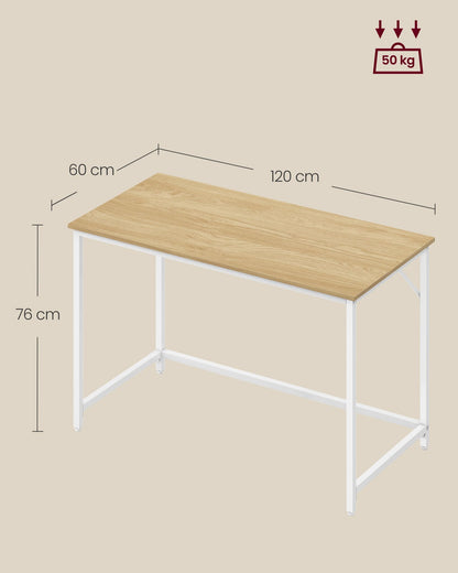 VASAGLE LWD039W70V1 Bürotisch 120x60cm - Natureiche Perlweiss