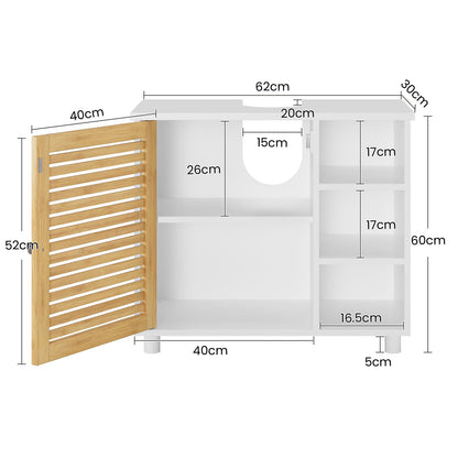 FORABAMB Waschbeckenunterschrank mit Bambustüren, 62 x 30 x 60 cm