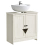 SONGMICS HOME Waschbeckenunterschrank BBC222WJ01, vintageweiss, mit rustikaler Oberfläche und Griffen im Vintage-Stil