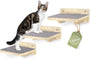 WOOWOOD Kletterwand für Katzen, 3er-Set Katzentreppe Wand, Naturhell aus Massivholz mit weichem Stoff
