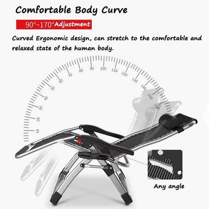 DQCHAIR Sonnenliege Klappbar Gartenliege Extra Gross - Schwarz