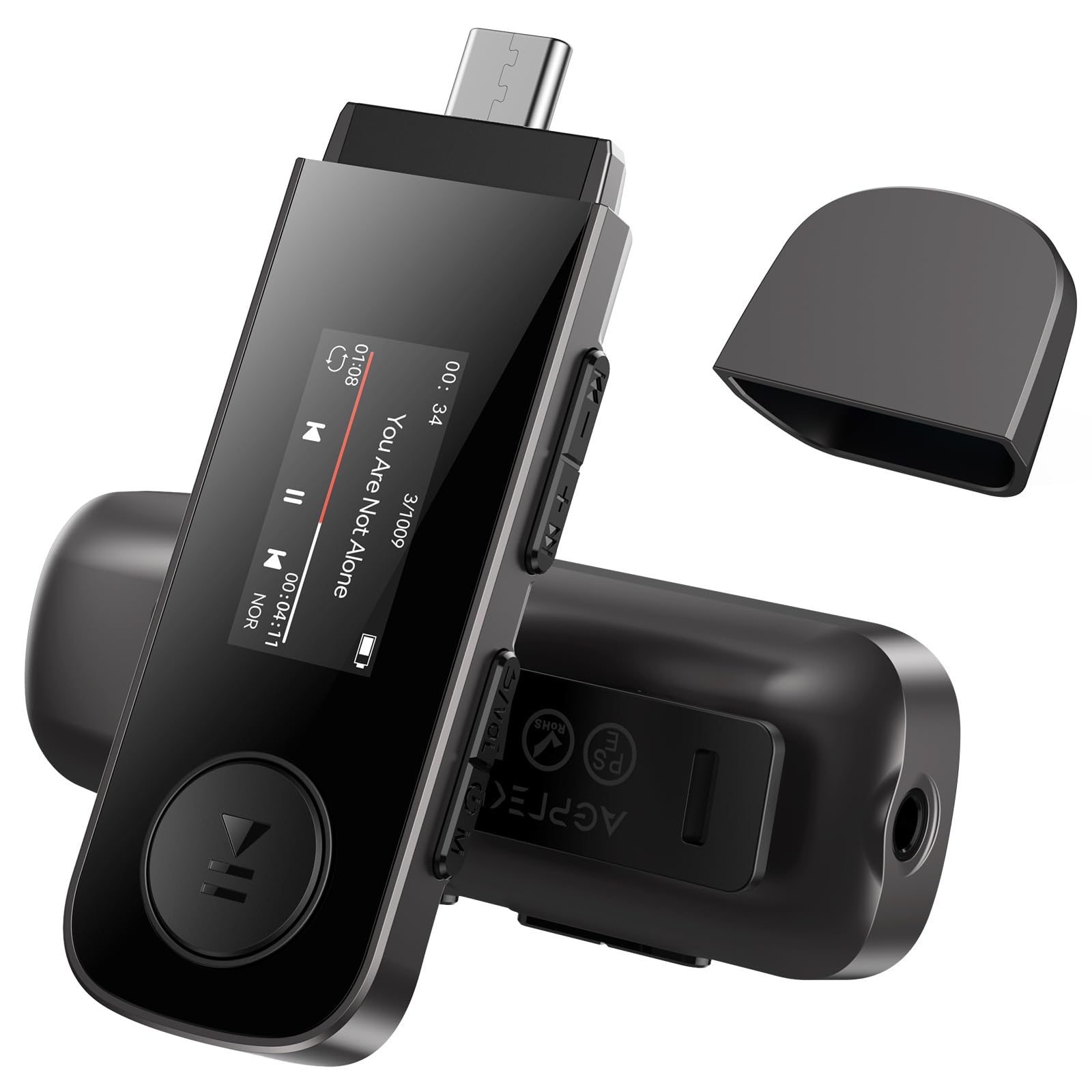 AGPTEK U5 MP3-Player 64 GB mit Bluetooth 5.3, Clip und FM-Radio, kompakt und nur 25 g leicht