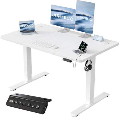 JUMMICO Elektrischer Steh-Sitz Tisch - 120x60cm, Weiss, USB