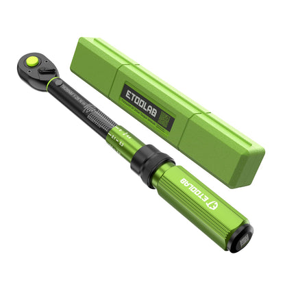 ETOOLAB Drehmomentschlüssel 3/8 Zoll, 5-70 Nm, 72 Zähne in fluoreszierendem Grün mit lasergravierter Doppelskala