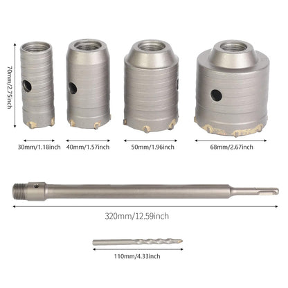awagas Bohrkronen Set 6-teilig SDS Plus Kernbohrer Beton 30-68 mm