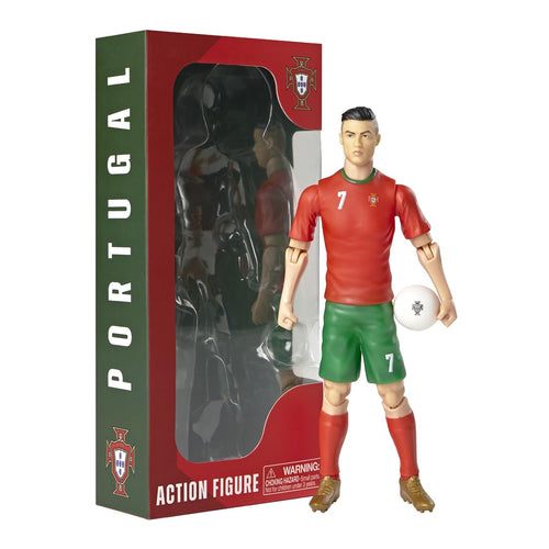 Megableu Fussballfigur Cristiano Ronaldo, 20 cm, 10 Gelenkpunkte – aus PVC, im Portugal-Dress, mit Ball