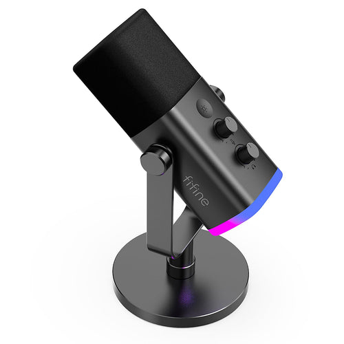 FIFINE MI6 Dynamisches Gaming-Mikrofon mit XLR und USB, RGB-Ring und Stummschalttaste