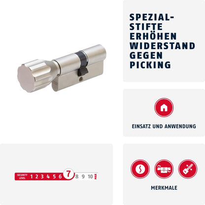 ABUS Profilzylinder KD6XNP 30/30 mit Knauf und 5 Schlüsseln