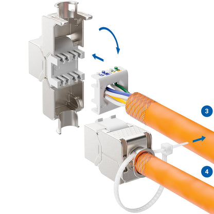 deleyCON 24 Port Keystone Patchpanel CAT6a - 19" Rack Schwarz