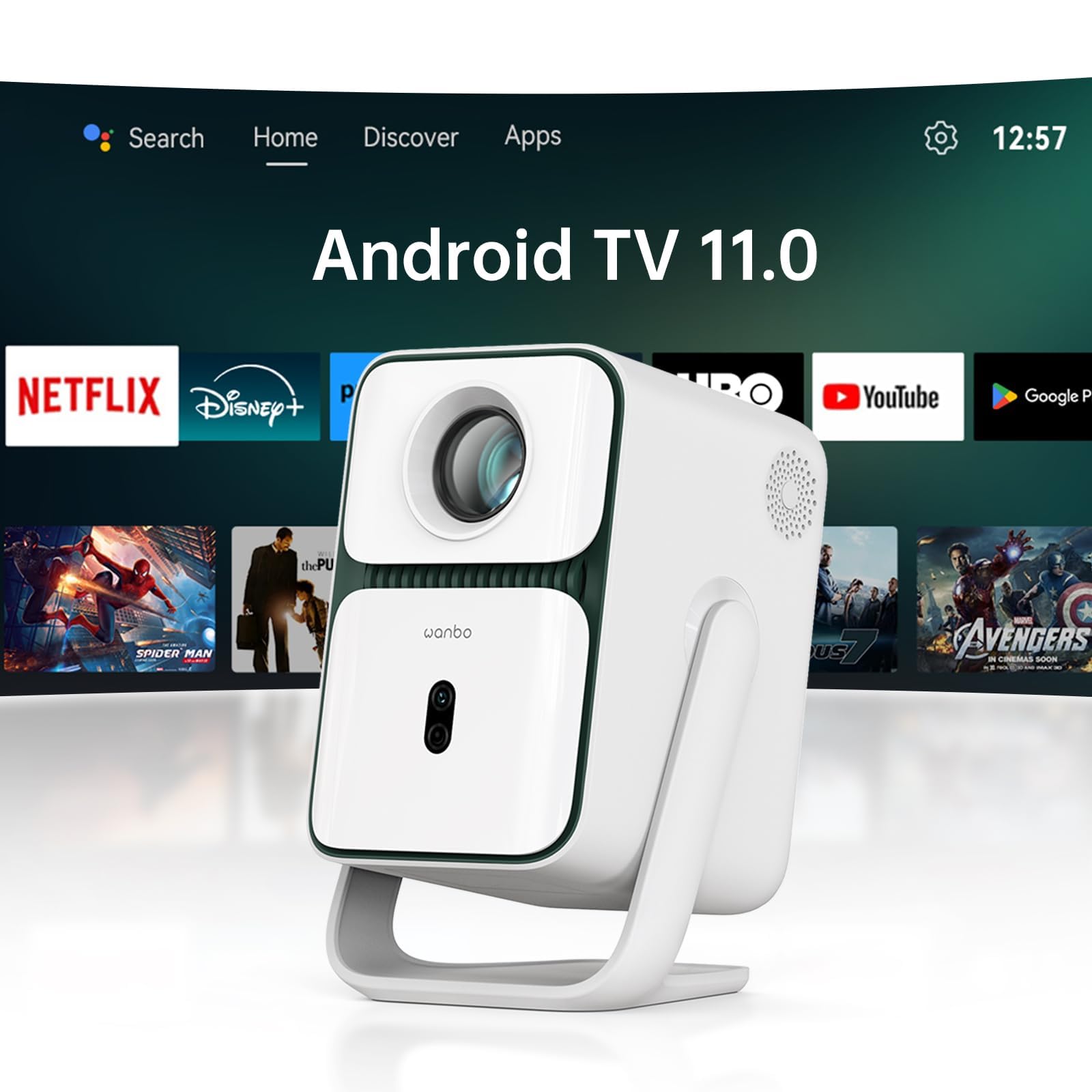 WANBO T2 Ultra Smart Beamer Projektor - FHD Android TV Autofokus. Kompakter Projektor, für Heimkino mit FHD.