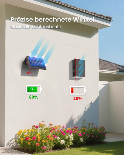 IIRARA LED Solar Wandleuchte Aussen SWL02 warmweiss IP67 6er-Set