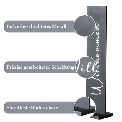TOPANBIETER 999 Willkommensschild Dekoaufsteller Metall 77 cm schwarz