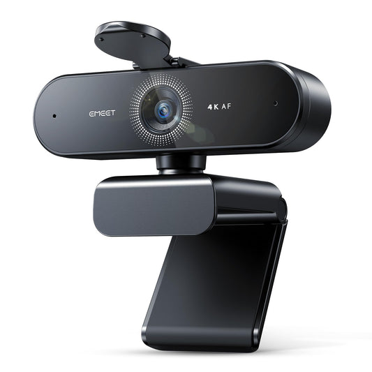EMEET NOVA 4K Webcam – Autofokus & Rauschunterdrückung. Schwarze, kompakte Webcam für 4K-Videokonferenzen.