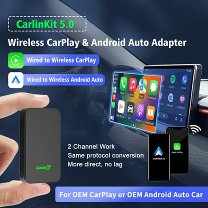 Carlinkit 2025 5.0 2air CarPlay Android Auto Wireless Adapter 2-in-1