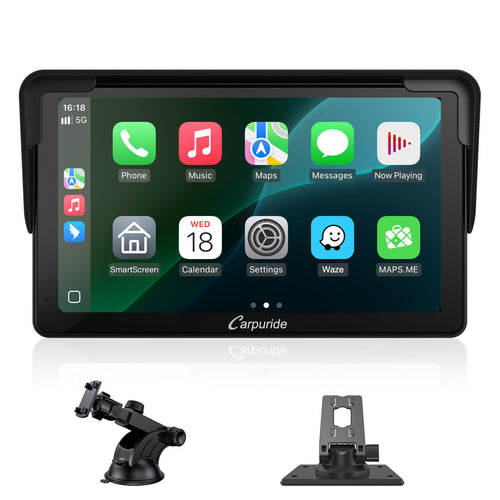 Carpuride V3 CarPlay Screen, kabelloses 7-Zoll-Touchscreen-Autoradio, Armaturenbrett-Halterung