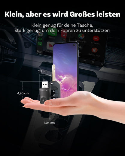 OTTOCAST MINI kabelloser CarPlay Android Auto Adapter - Schwarz