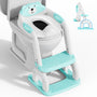 KYYOKE Toilettentrainer mit Treppe, 2-in-1 Kindertoilettensitz, blau, klappbarer WC-Aufsatz mit drei Stufen