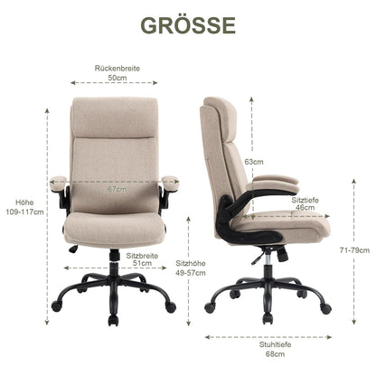 CASTLOVE Ergonomischer Bürostuhl - Stoff Beige 150kg