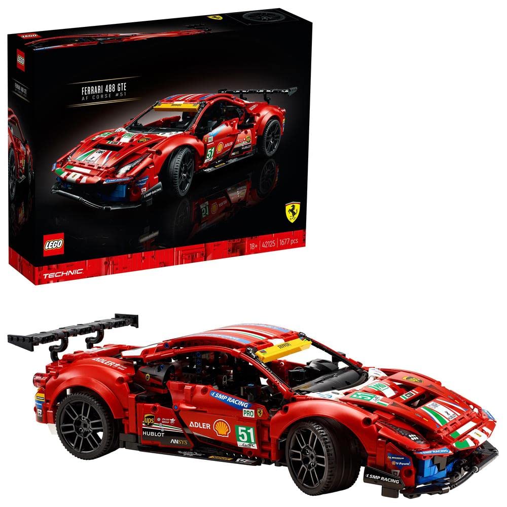 LEGO Technic 42125 Ferrari 488 GTE AF Corse #51 Rennwagen Modell. Rotes Rennwagen-Modell zum Bauen und Ausstellen.